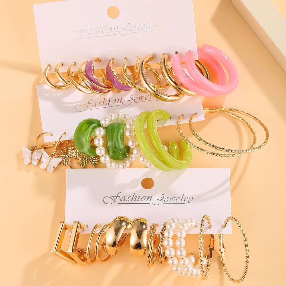 iF ME 18 пар/компл. золотые серьги для женщин, серьги-кольца из смолы с бабочками, аксессуары, ювелирные изделия