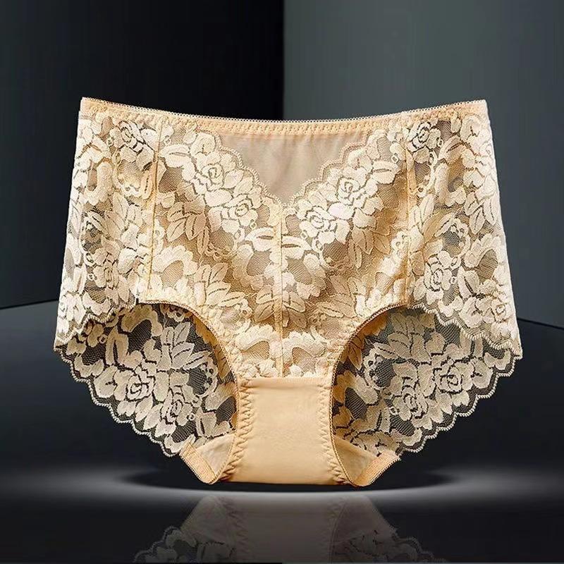 Ladies Sexy Mesh Panties High-waist Seamless Lace Underwear Briefs Transparent Silk Women Cotton Health Knickers Lingerie