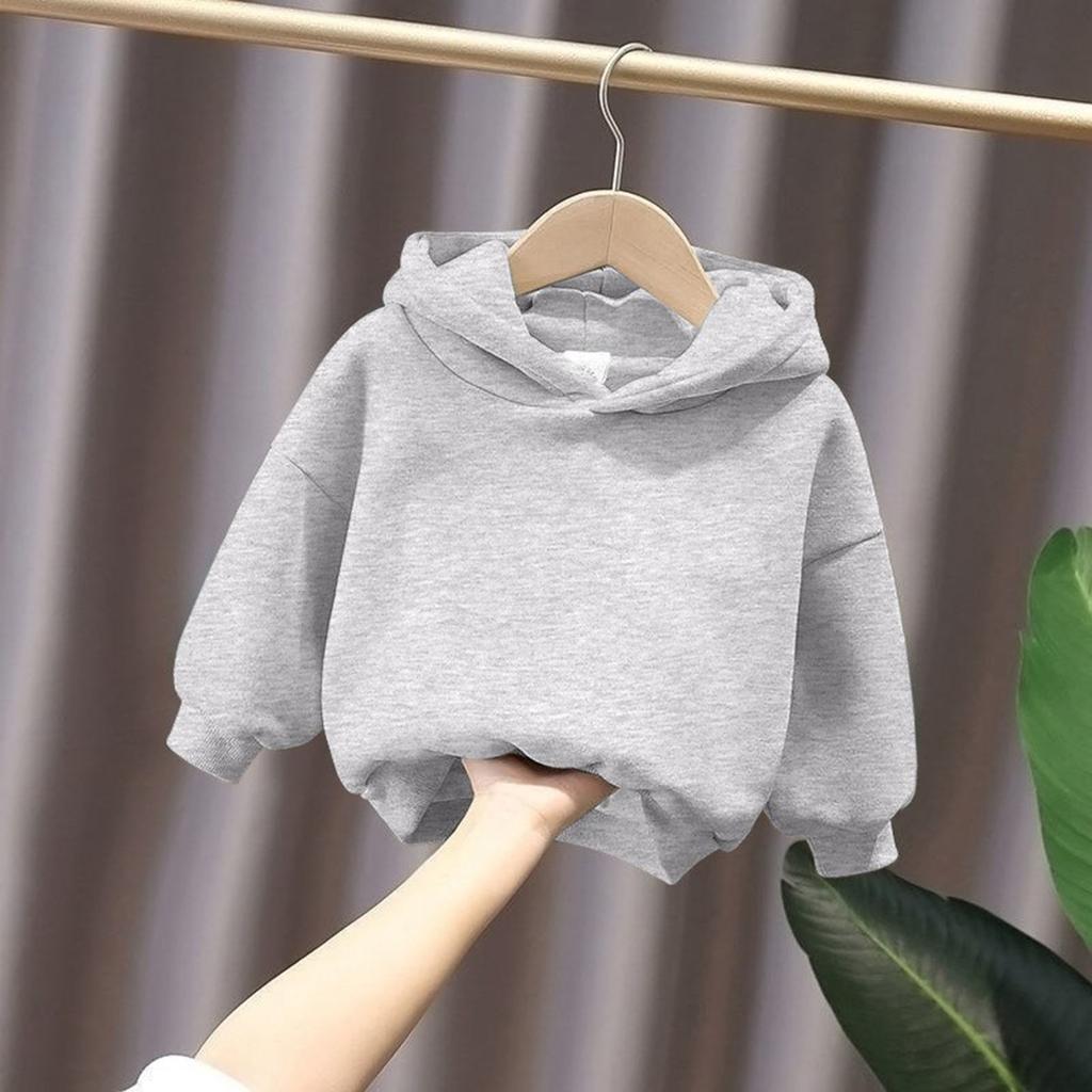 Children's Boys' Fashion Solid Color Pullover Casual Round Neck Hoodie