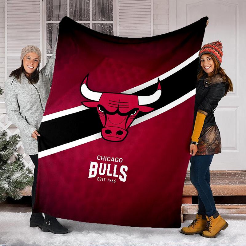 1pc Chicago Bulls Theme Blanket - Digital Print, Polyester, Cozy for All Seasons, Perfect for Outdoor, and Travel