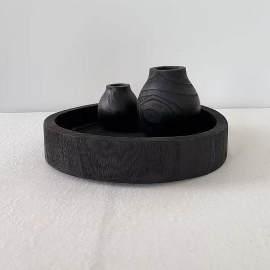 Деревянный круглый поднос для хранения Многоцелевой для фруктов, сладостей, конфет, десертов, закусок для аперитива