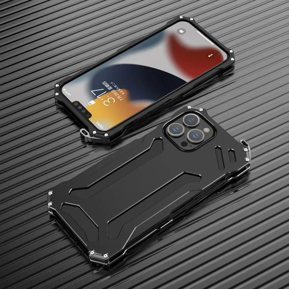 Двухслойный металлический бампер для телефона IPhone 16 15 14 Plus 13 12 16 Pro Max, алюминиевая, военная, противоударная, устойчивая к царапинам крышка
