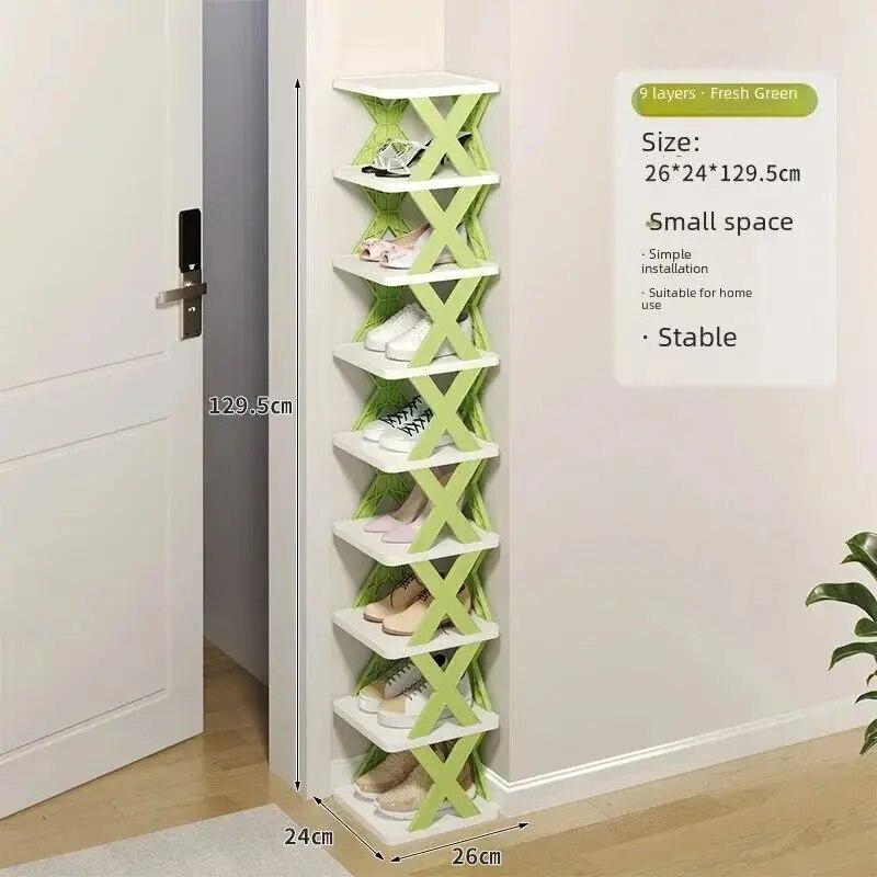 Multi-layer Space-saving Dormitory Doorway Simple Slipper Rack Foldable Plastic Storage Shoe Cabinet No-drilling Dustproof