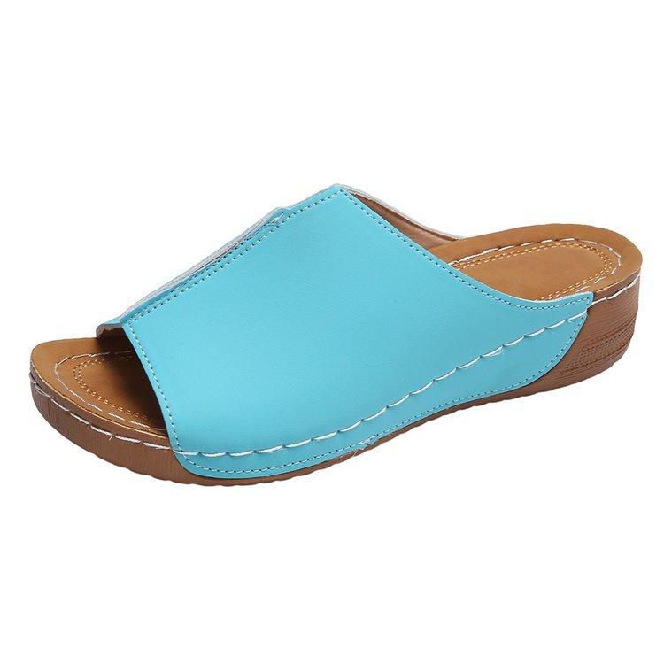 2024 весна и лето новые сандалии женская верхняя одежда женская обувь удобный наклонный каблук толстая подошва простые тапочки женские