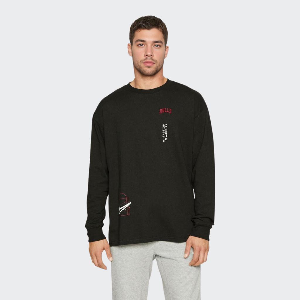 Nike Пуловер с круглым вырезом и длинным рукавом с принтом Courtside NBA, мужские топы, черный DR6338-010