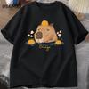 Capybara Swimming with Oranges T-shirts Oversize T Shirt Unisex Cotton Shrot Sleeve Cartoon Animal Tshirt Round Neck Top Clothes