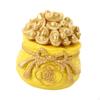 Feng Shui Resin Treasure Bowl Statue Yuan Bao Figurine with Removable Lid Money Bag Gift