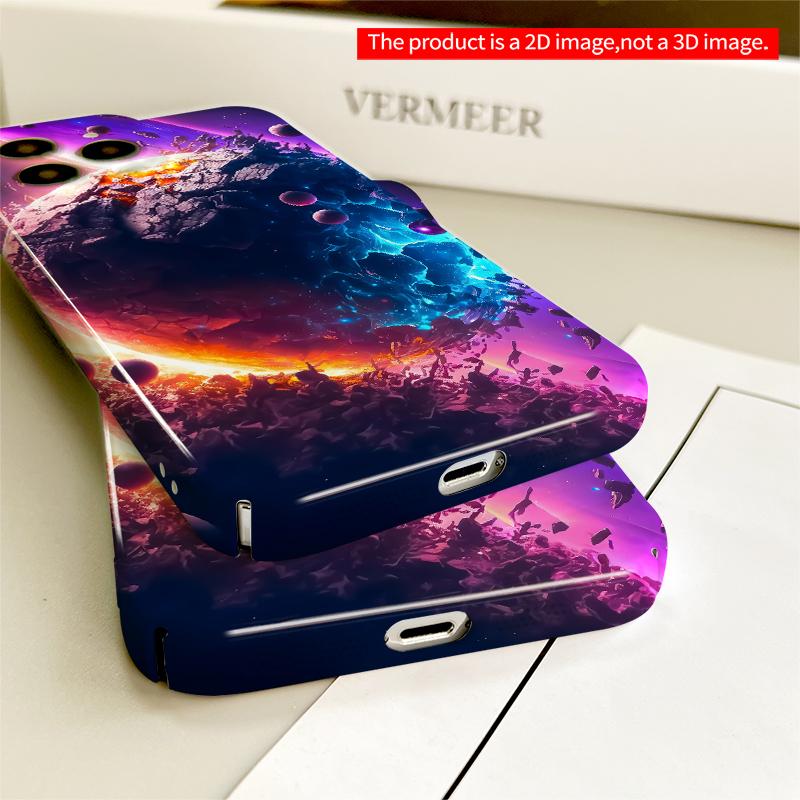 2DFlat Cosmic Collision Planet Explosion All inclusive film hard iPhone case, compatible with iPhone 18 Pro Max 17 16 15 14 13 12 11