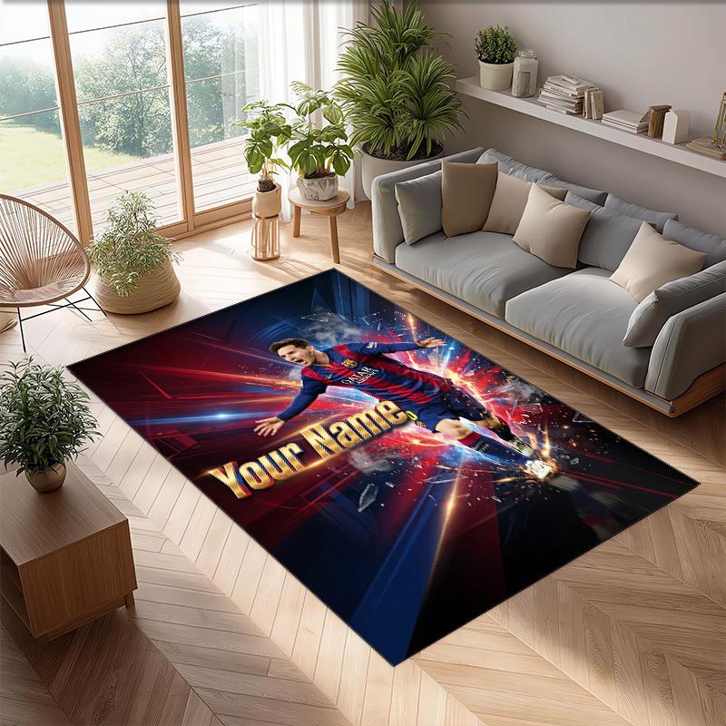 Lionel Messi Printed Crystal Velvet Rug Non‑Slip Crystal Velvet Carpet For Sofa Bedroom Indoor Home Decoration