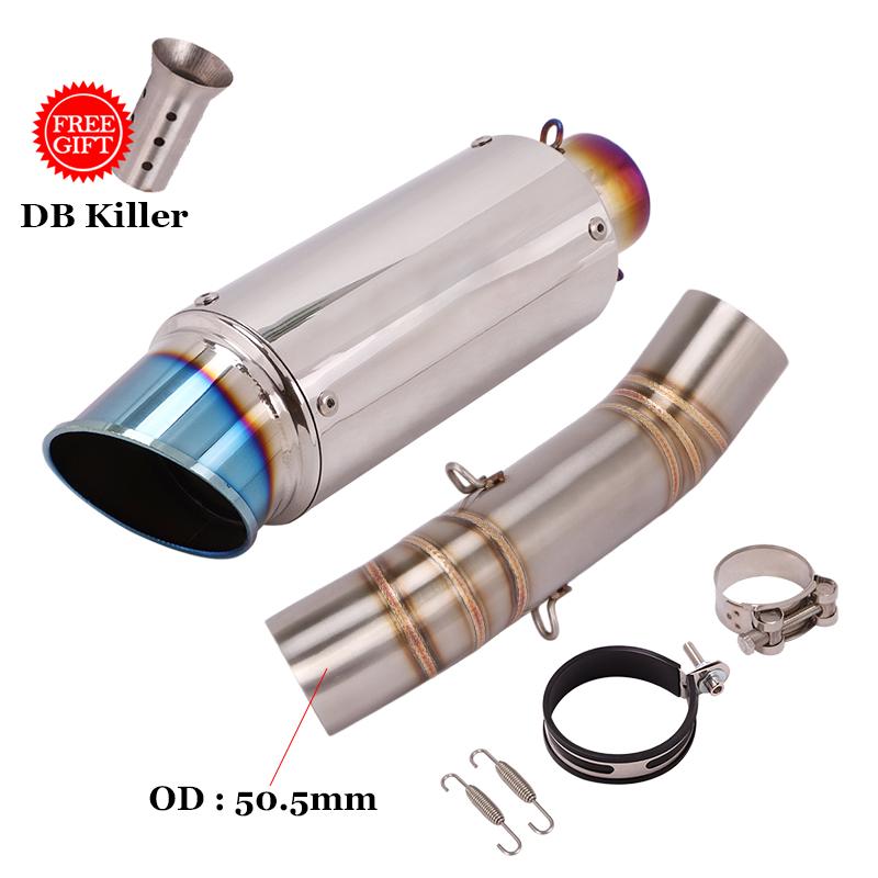Motorcycle Exhaust Carbon Fiber Escape Mid Link Pipe 51mm Tail Muffler Tube DB Killer Slip On For Honda NX500 NX 500 2024 Year