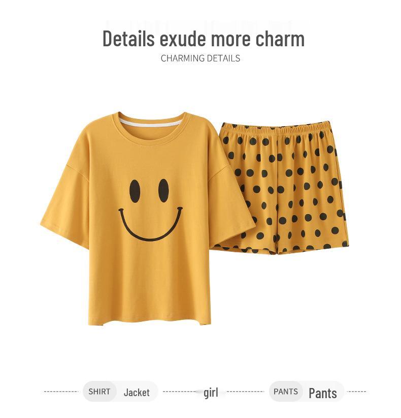 Комплект хлопковой пижамы в корейском стиле - Милая, повседневная домашняя одежда с коротким рукавом для студентов