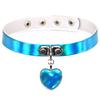 Fashion Holographic Choker Punk Laser Heart Pendant Collar Necklace Rivet Buckle