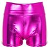 Женские лакированные кожаные шорты с металлическим блеском и высокой талией, клубная одежда для рейв-вечеринок
