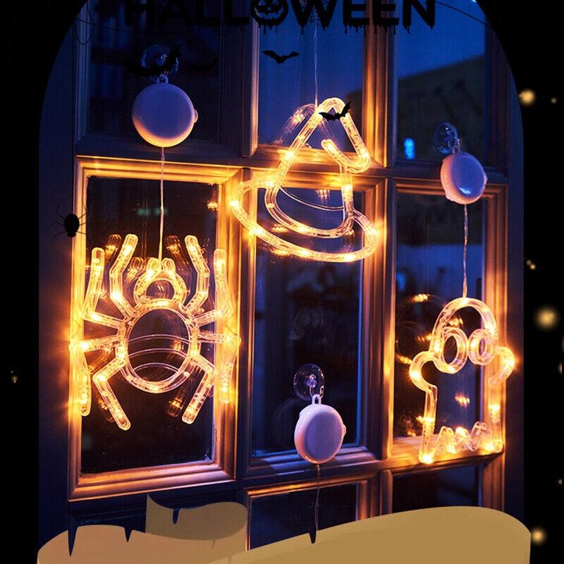 Хэллоуин Окно Висит Светодиодный Свет Домашнего Орнамента Присоске Домашний Декор Огни