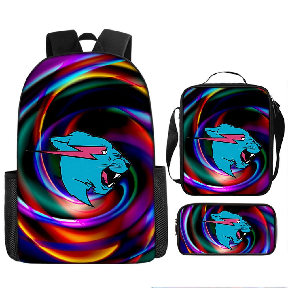 Mr Beast Lightning Cat 3d Print School Backpack With Breathable Oxford Fabric For Kids
