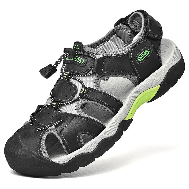 Mens Summer Sandals Genuine Leather Water Shoes Outdoor Beach Classic Rome Sandals Casual Lightweight
