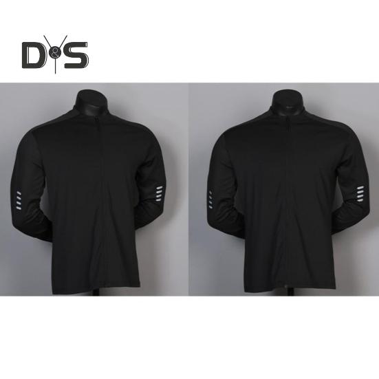 Мужское спортивное пальто с воротником-стойкой, эластичное впитывающее пот, мягкое, дышащее, быстросохнущее, однотонное, на молнии, с длинным рукавом, солнцезащитное пальто для бега в тренажерном зале