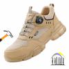 Summer Safety Shoes With Rotary Button Breathable Mesh Work Shoes For Men Anti Puncture Sneakers For Working With Toe Protection