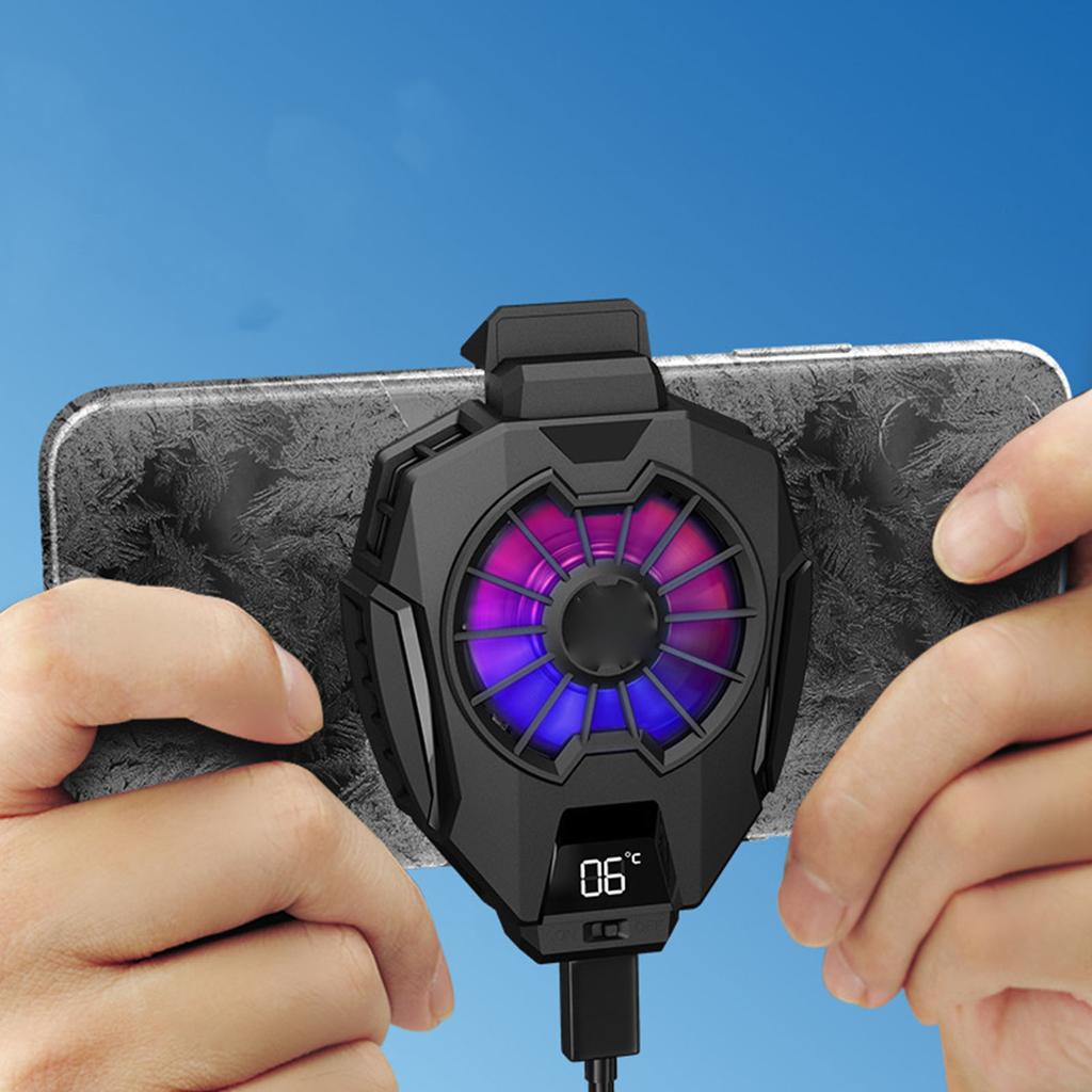 Cell Phone Cooler Cellphone Radiator with Temperature Display Semiconductor Heatsink Cooling Phone C