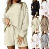 Women's Fashion Loose Round Neck Pullover Casual Long Sleeve Shorts Fashion Suit