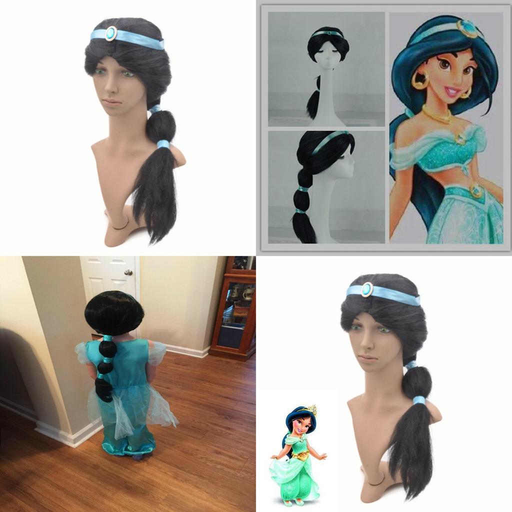 Elegant Long Jasmine Princess Wig For Children And Adults Capturing Aladdin's Magic