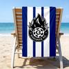 Flame Soccer Emblem Printed Beach Towel, Super Soft Microfiber, Perfect Gift Birthday, for Pool, Beach, Travel, for family and friends