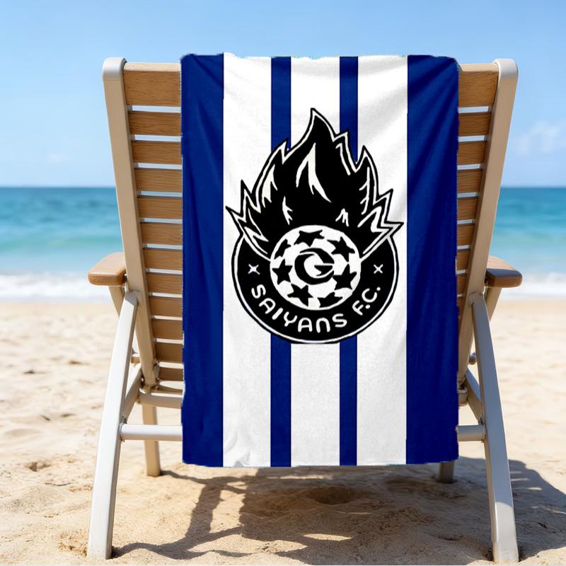 Flame Soccer Emblem Printed Beach Towel, Super Soft Microfiber, Perfect Gift Birthday, for Pool, Beach, Travel, for family and friends