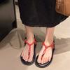Niche flat-bottomed French toe sandals fairy shoes 2025 new spring black retro with skirt Roman shoes