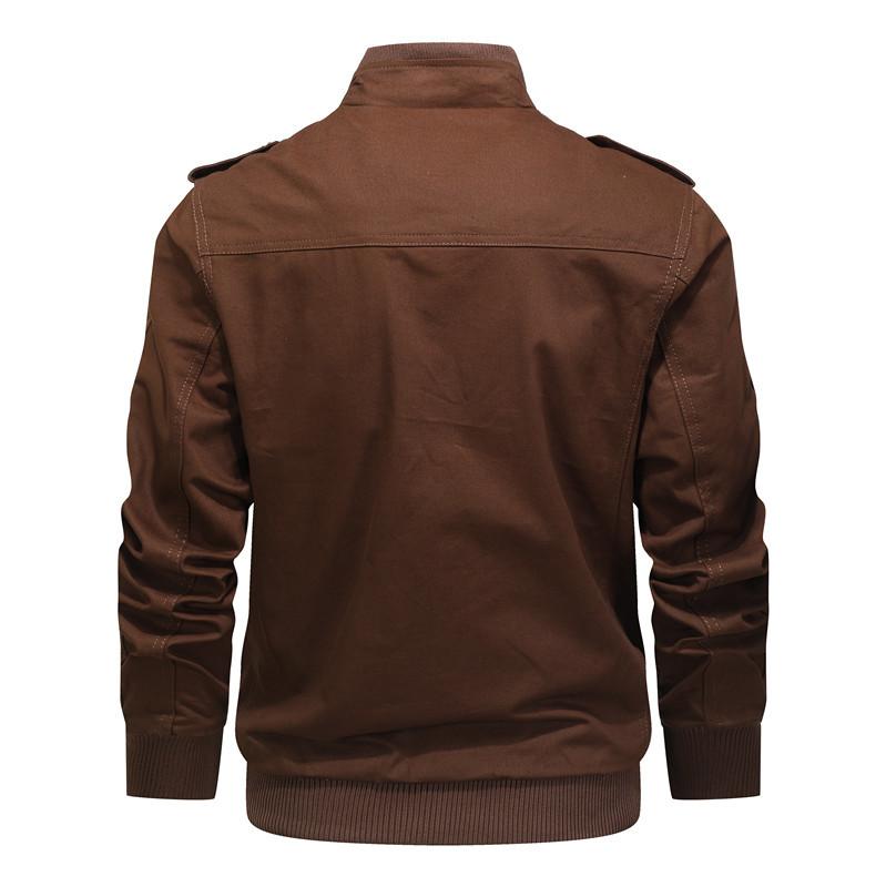 Casual Solid Color Jacket MultiPocket StandUp Collar Large Size Jacket Men'S Cotton Spring And Autumn Top Jacket