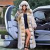 2023 Women's Autumn Long Hooded Patchwork Faux Fur Coat