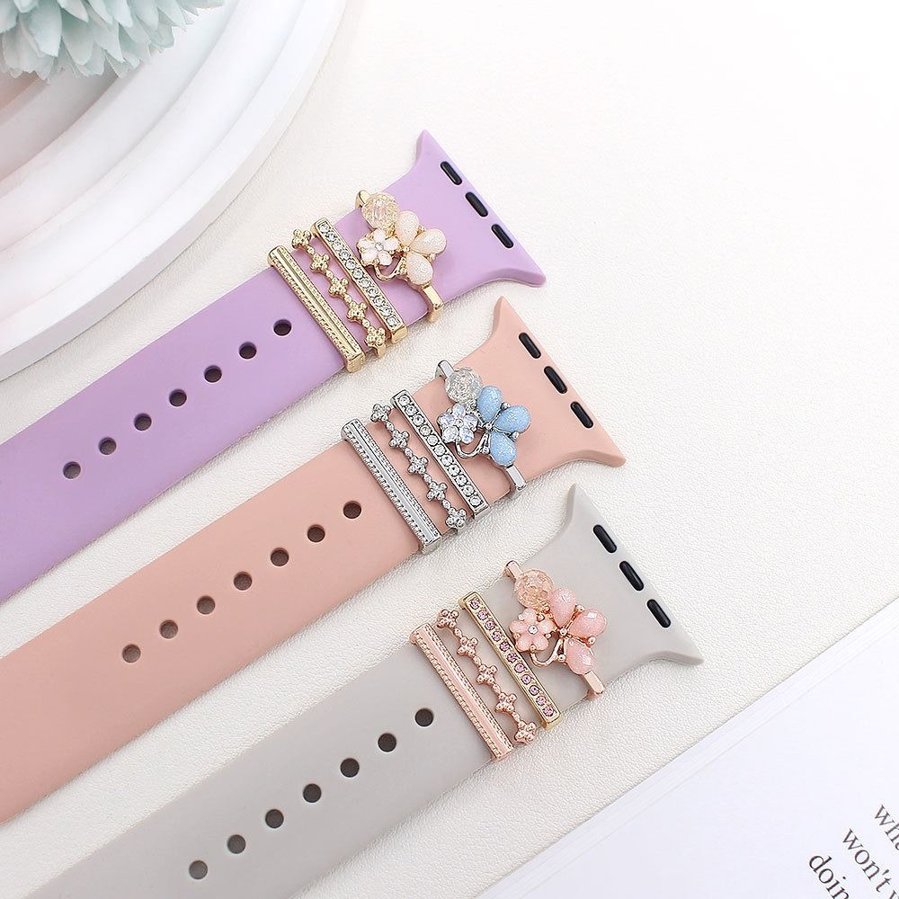 4 шт. Цветочный ремешок для часов, Металлические подвески для браслета для Apple Watch