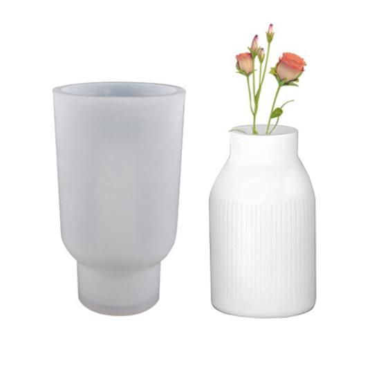 Форма для вазы, антипригарная силиконовая форма для рукоделия, многоразовая форма для хранения «сделай сам», полосатая форма для изготовления вазы для украшения дома