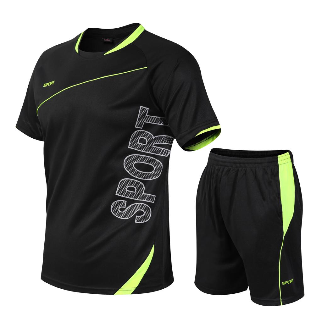 Men's Casual Sportswear Summer Fitness Short-sleeved T-shirt Quick-drying Clothes Running Loose Two-piece Set