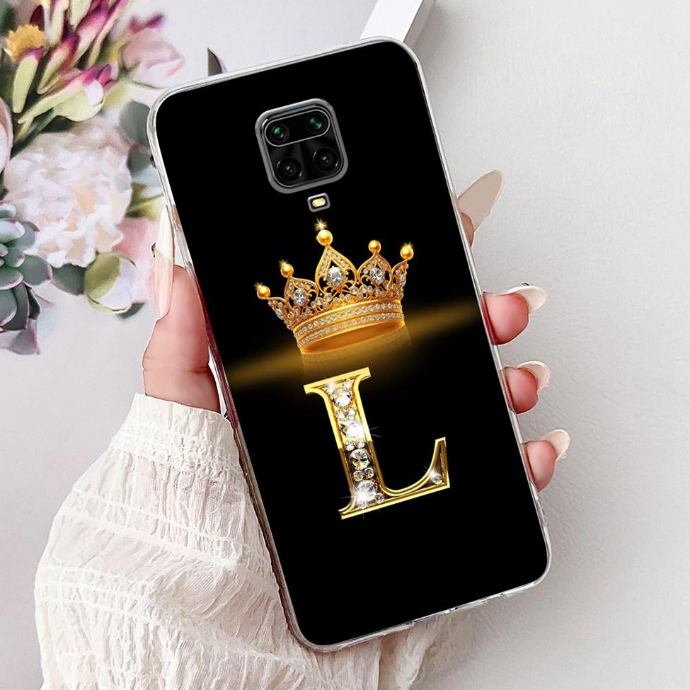 Прозрачный чехол для Xiaomi Redmi Note 9s Чехол Модный Роскошный Буквы A-Z Корона Мягкий ТПУ Чехол для телефона M2003J6A1G