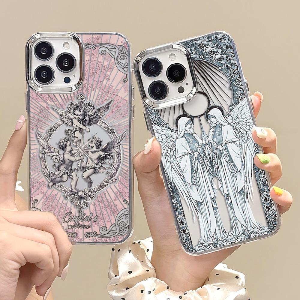 Чехол для телефона Retro Cupid Angel iPhone 17 16e 16 15 14 13 12 11 mini Pro Max X XR XSMAX 8 7 Air Plus Прозрачный Мягкий Чехол