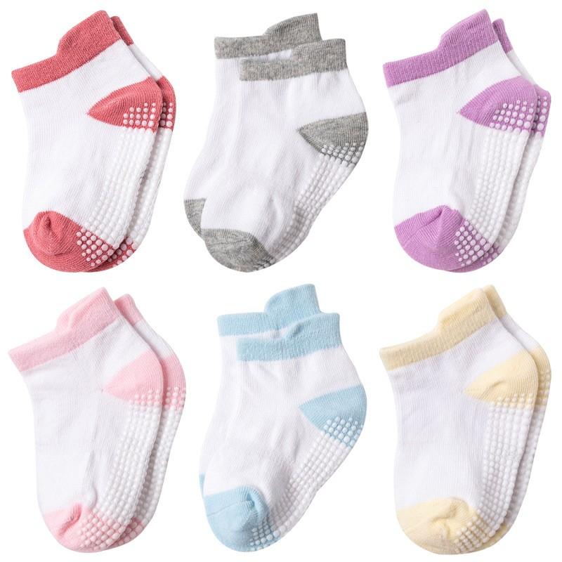 Kiddiezoom 6 пар/набор Четыре сезона 0-5 лет Однотонные носки для новорожденных мальчиков и девочек 100% хлопок Мягкие детские аксессуары