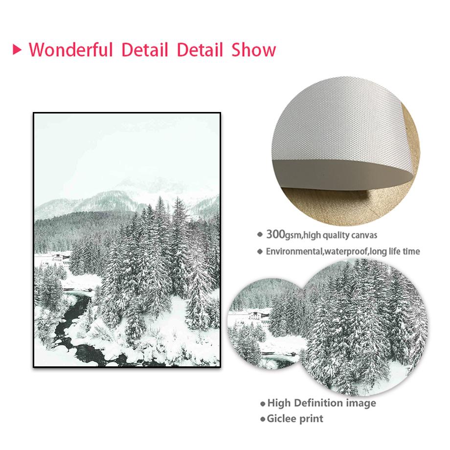 Winter Snow Forest Mountain Pine Tree Moose Deer Wall Art Canvas Painting Posters And Prints Wall Pictures For Living Room Decor
