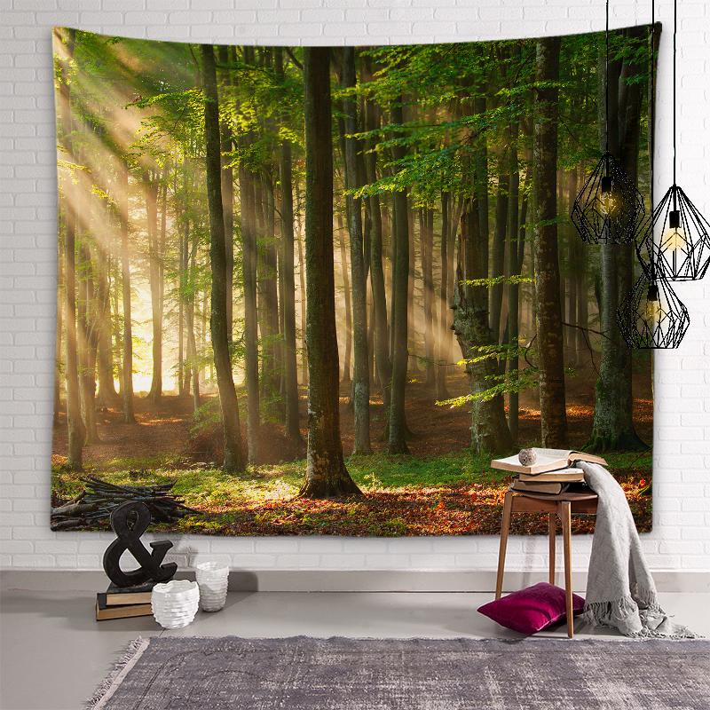 Приморский закат, пейзаж с закатом, гобелен, солнечный лес, украшение стены, гобелен для гостиной, эстетика комнаты, украшение для дома