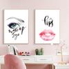 Modern Fashion Beauty Eyes Red Lips Art Wall Art Canvas Print Canvas Poster Wall Pictures For Makeup Shop Home Decor TB49
