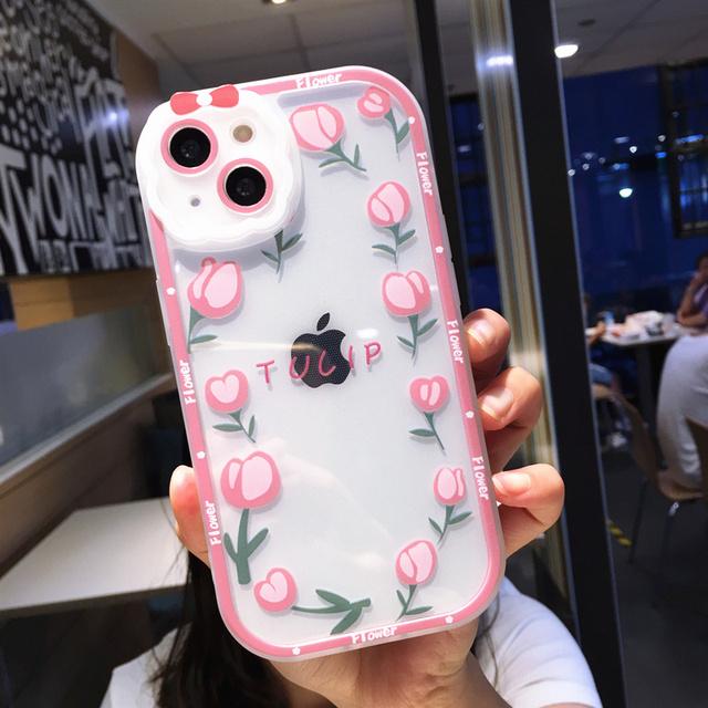 Чехол для телефона с милым мультяшным цветком и фруктами для Iphone 14 13 11 12 Pro Max Xs Max Xr X Xs 14pro, прозрачный противоударный бампер, мягкая задняя крышка