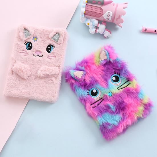 Мультяшный кот, панда, журнал, пушистый дневник, блокнот для девочек, подарок на день рождения