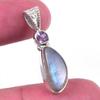 Подвеска из чистого серебра 925 пробы с натуральным лабрадоритом и розовым аметистом 1,25 дюйма g9I40