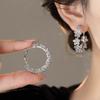 Zircon Flower Earrings New Super Flash Light Luxury High-end Earrings Niche Fashion Versatile Exquisite Earrings Women