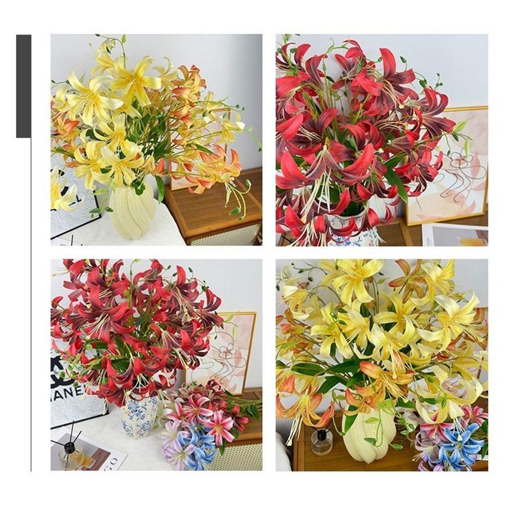 4 Heads Artificial Lilis DIY Flower Flower Bouquet Fashion Wedding Bouquet Home Decoration