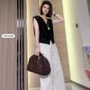 French temperament V-neck sleeveless shirt lace hollow breathable thin versatile summer top