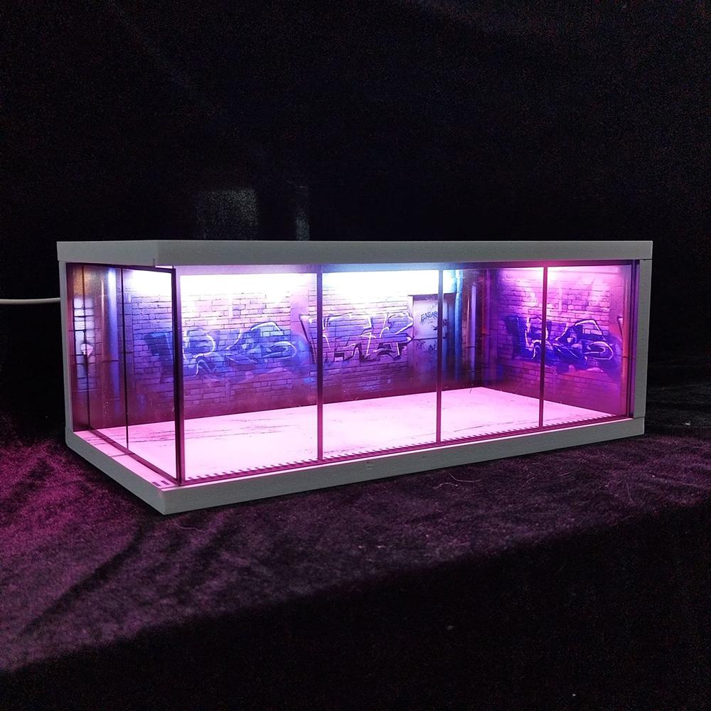 Масштаб 1/64 Автомобильный Гараж Диорама USB Светодиодная Подсветка Реалистичная Парковка Витрина для Моделей Автомобилей Миниатюрные Транспортные Средства Декорации