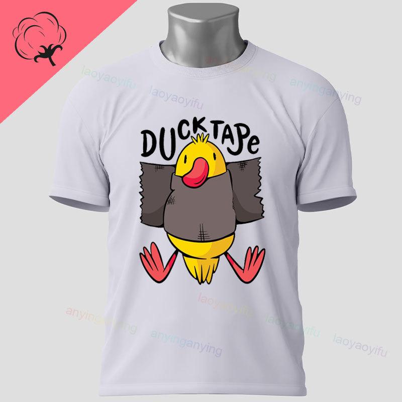 Funny Duckduct Tape Graphic Tshirt Black Casual 100 Cotton Shortsleeve Humor Style Tshirt For Everyday Outdoor Wear