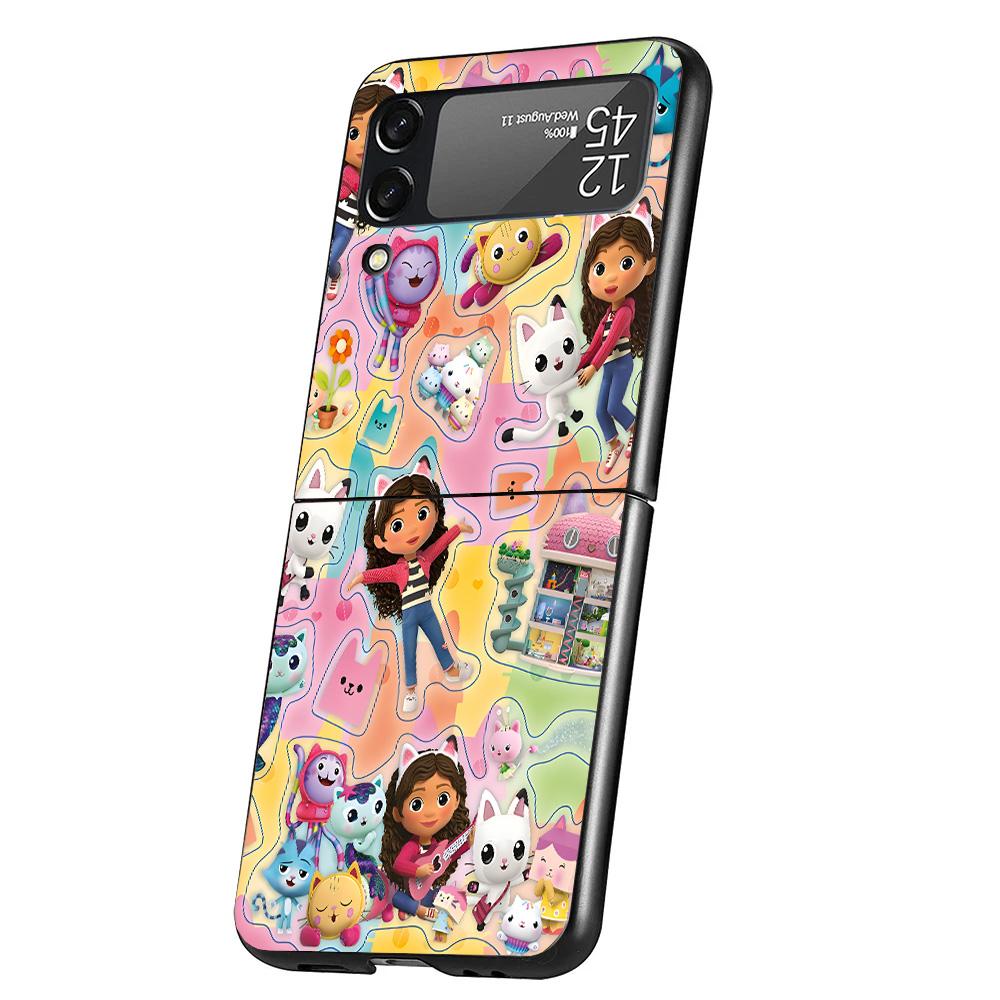 Cartoon Gabbys Dollhouse Cover Phone Case For Samsung Galaxy Z Flip 7 6 5 4 3 5G Flip7 Flip6 Flip5 Flip4 Flip3 Black Fundas Shel