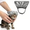 Защитная шапка с ушками кошки Водонепроницаемая шапочка для душа для купания и бассейна Удобная и регулируемая посадка Надежная