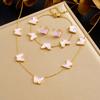 DIEYURO 316L Stainless Steel Pink Purple Crystal Inlay Romantic Butterfly Necklace Earrings Bracelet Set Lady Waterproof Jewelry
